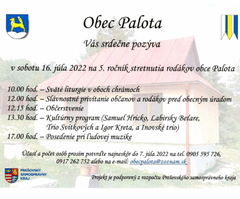 Úradná tabuľa / Zámer o predaji nehnuteľnosti obce Palota